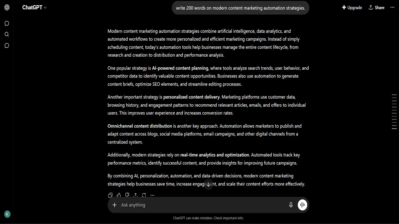 content written by chatgpt for testing