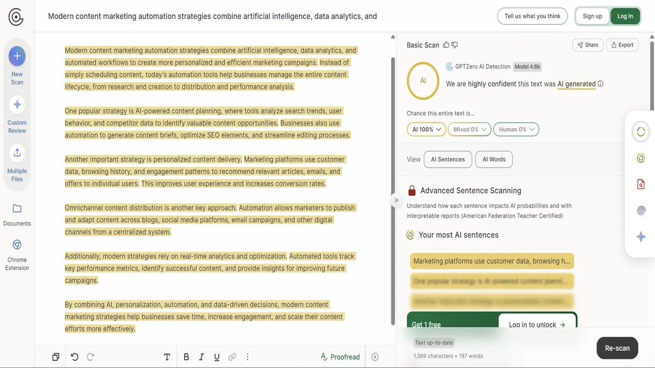 gptzero review ai detection test of content written by chatgpt