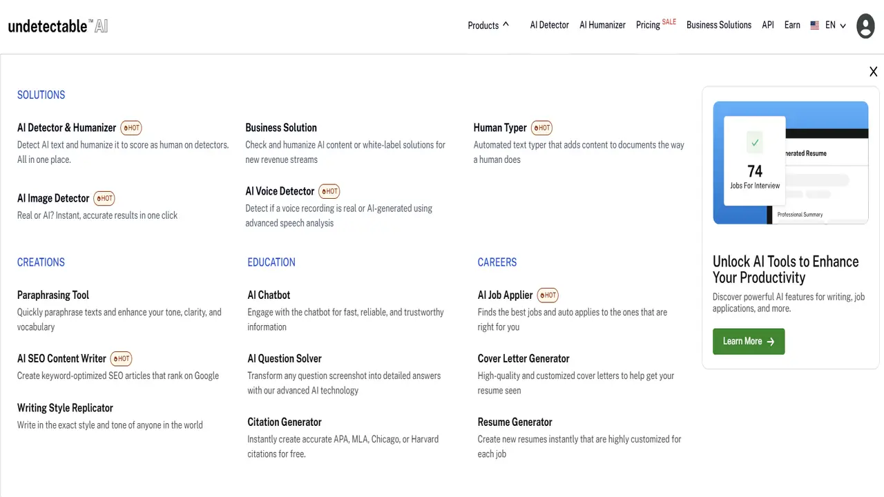 undetectable ai features overview